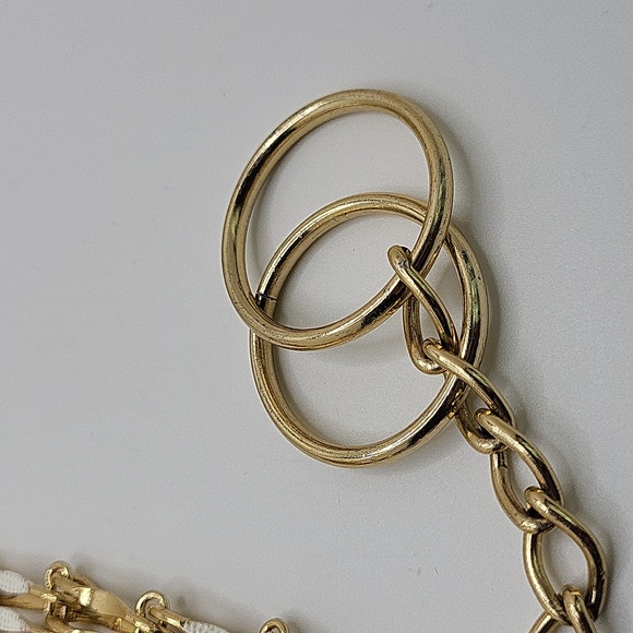 Vintage Wide1.25" Gold Tone & White Enamel Women's Belt - Picture 10 of 16